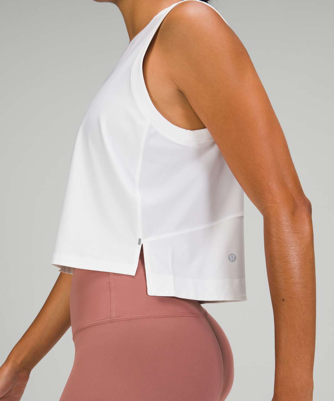 Lululemon Mesh Back Cropped Train Tank Top - White