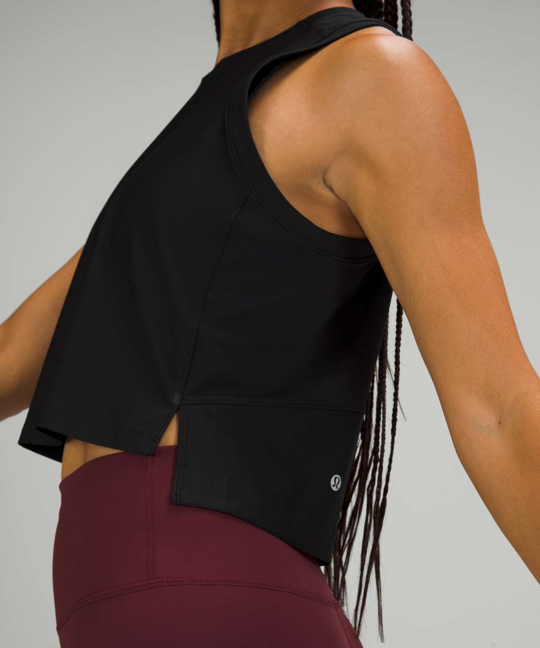 Lululemon Mesh Back Cropped Train Tank Top - Black - lulu fanatics