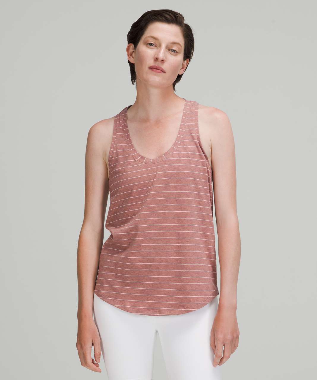 Lululemon Love Tank Top - Short Serve Stripe Heathered Spiced Chai White