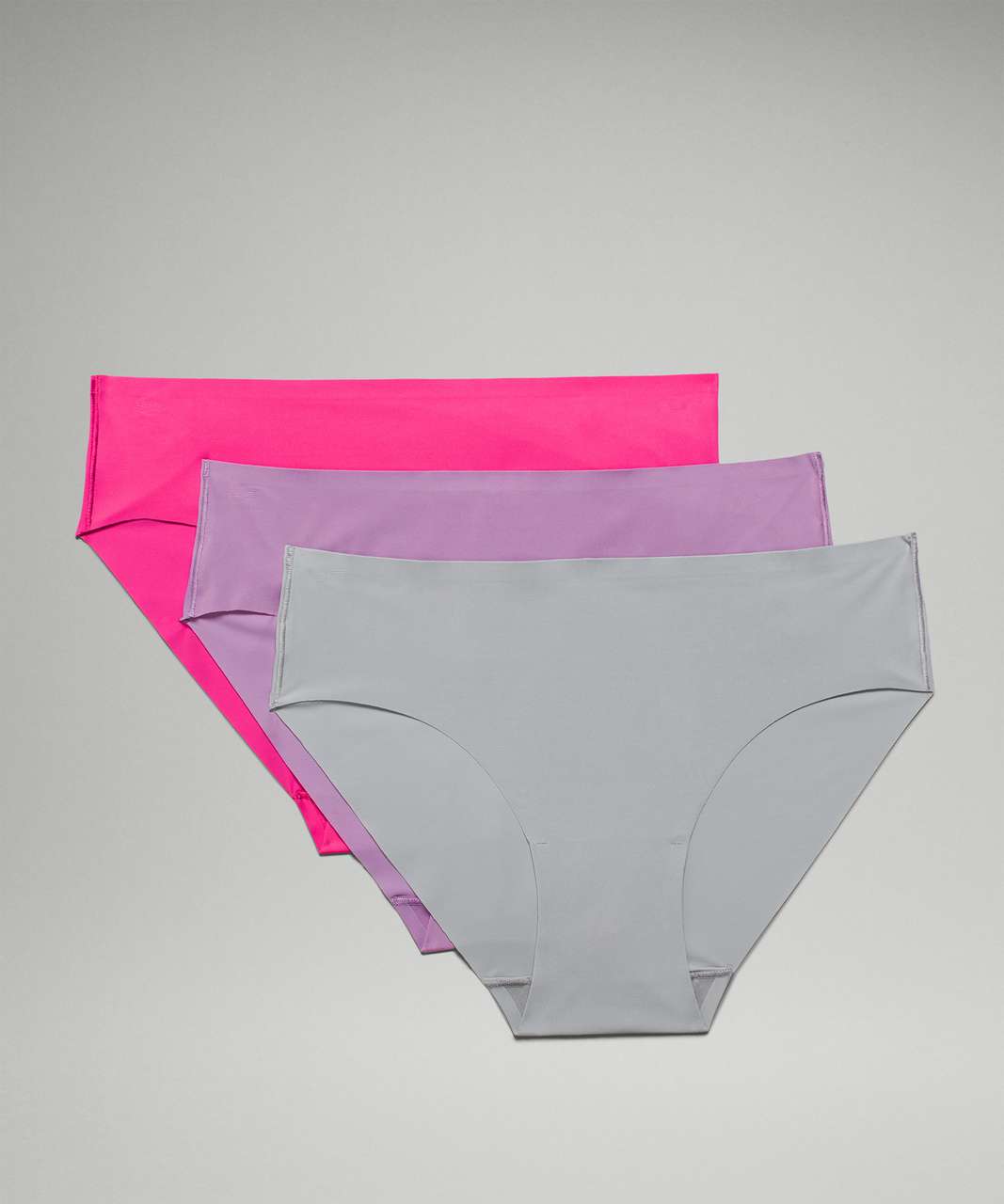 Lululemon InvisiWear Mid Rise Bikini Underwear 3 Pack - Wisteria Purple / Sonic Pink / Rhino Grey