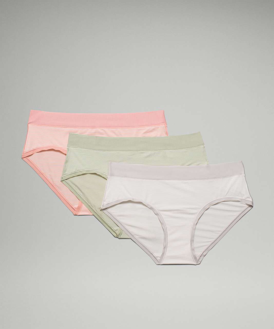 Lululemon UnderEase Mid Rise Hipster Underwear 3 Pack - Pink Puff / Pink Puff / Chrome / Chrome / Green Fern / Green Fern