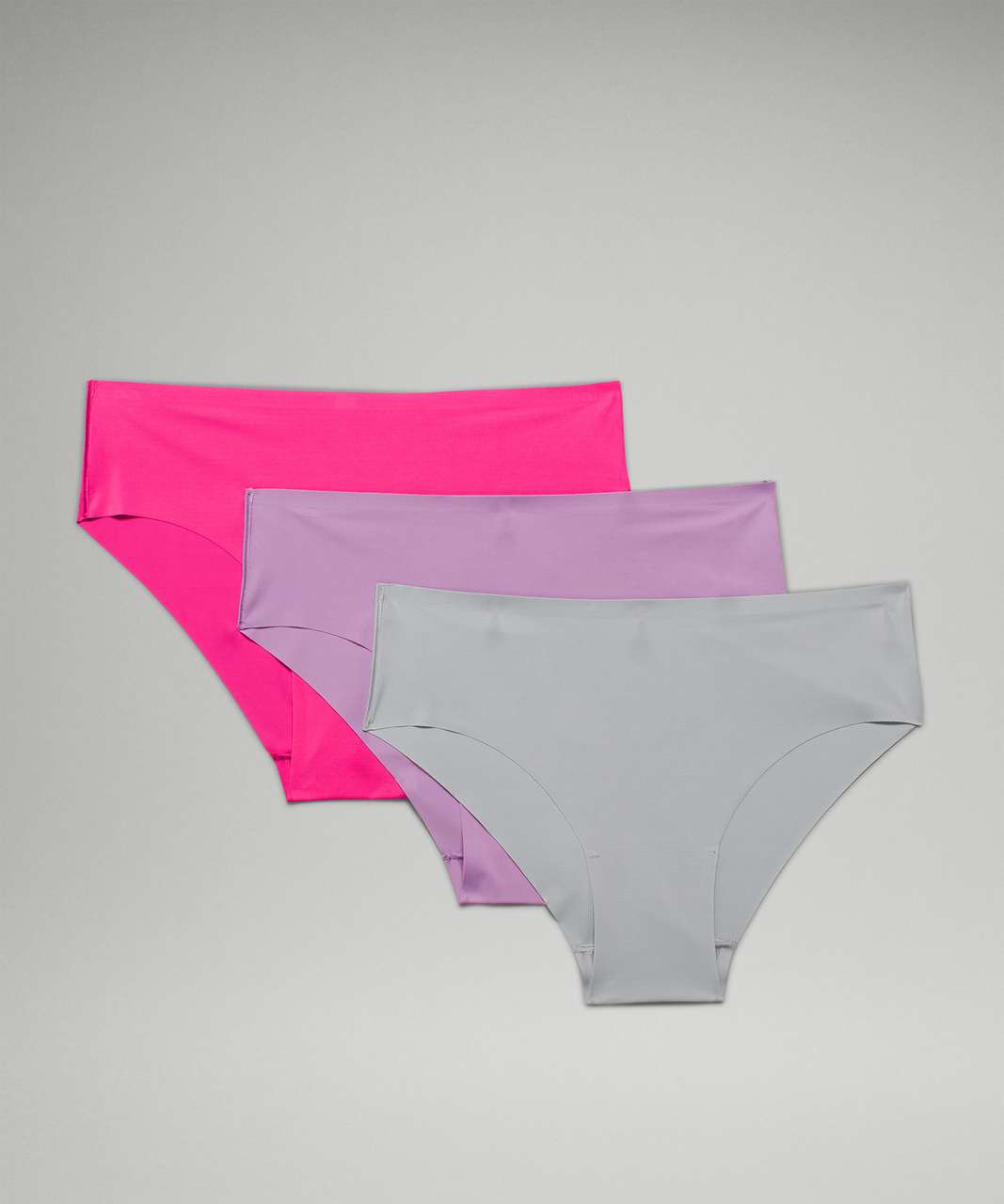 Lululemon InvisiWear Mid Rise Cheeky Bikini Underwear 3 Pack - Wisteria  Purple / Sonic Pink / Rhino Grey - lulu fanatics