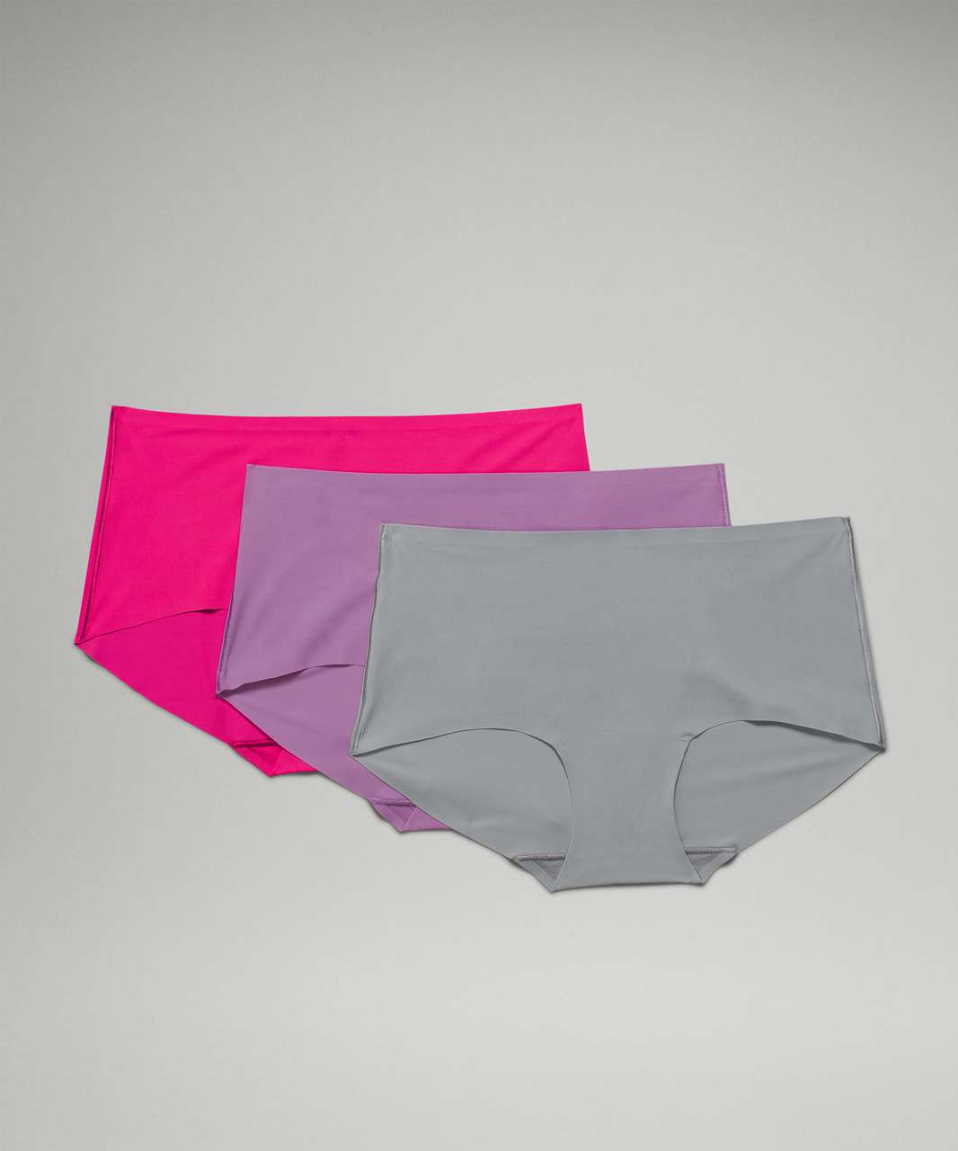 Lululemon InvisiWear Mid Rise Boyshort Underwear 3 Pack - Wisteria Purple /  Sonic Pink / Rhino Grey - lulu fanatics