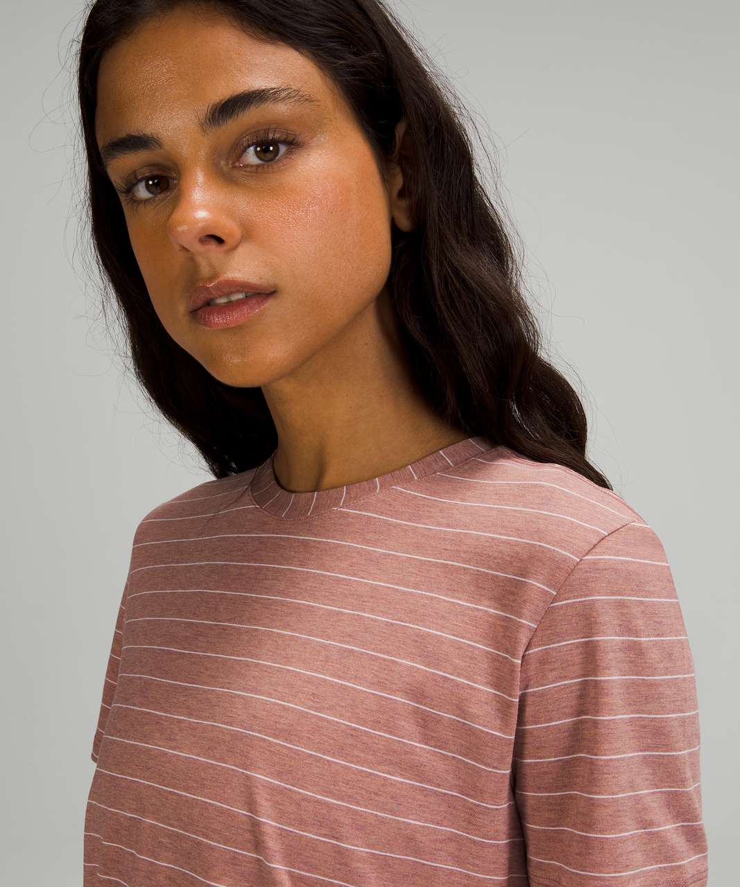 Lululemon Back In Action Long-sleeve Shirt - Short Serve Stripe Heathered  Spiced Chai White