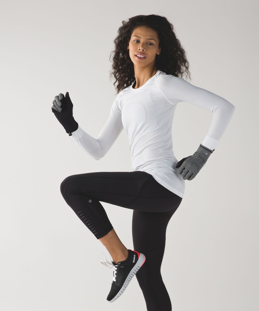 Lululemon Run With Me Gloves - Mini Pop Stripe Black White