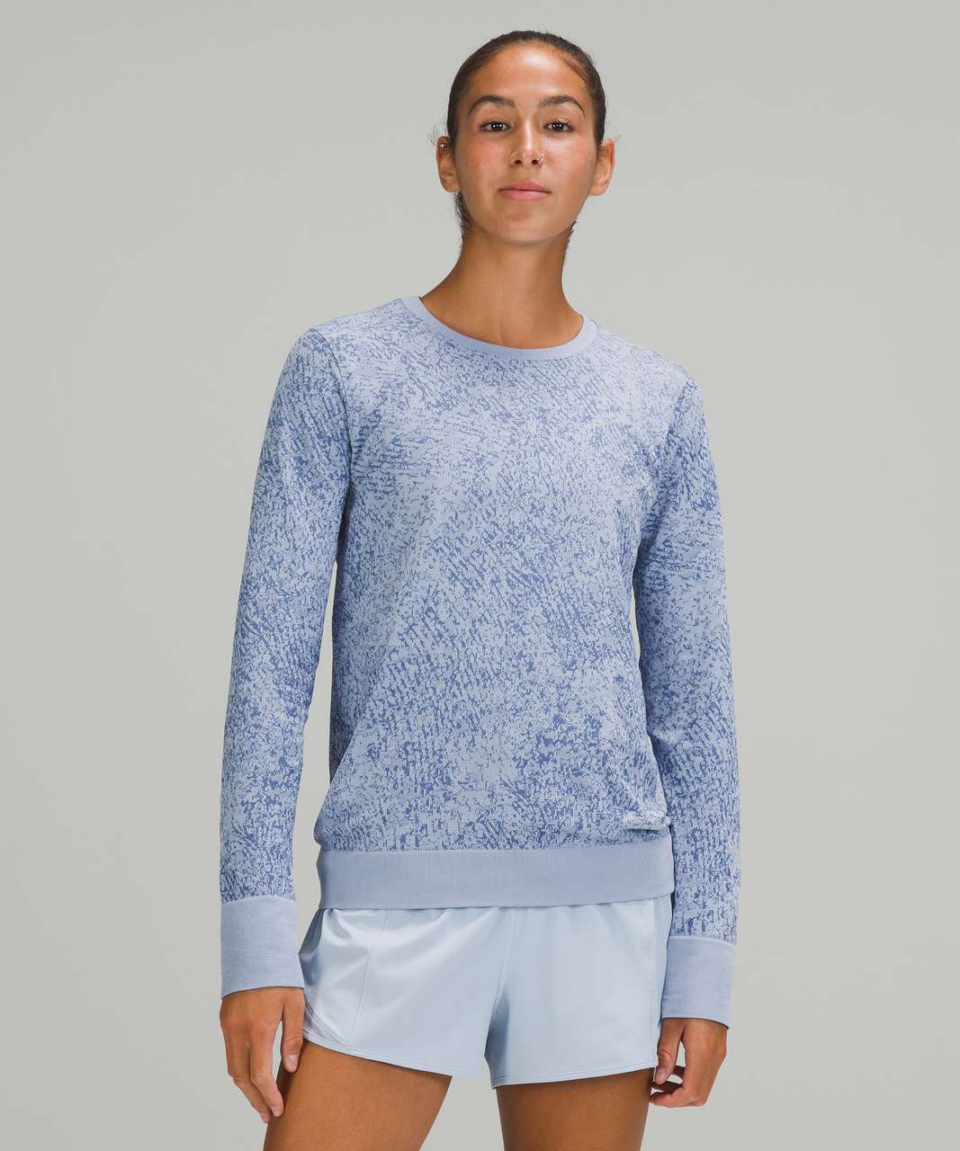 Lululemon Swiftly Breathe Long Sleeve Shirt - Floral Fauna Blue Linen /  Water Drop - lulu fanatics