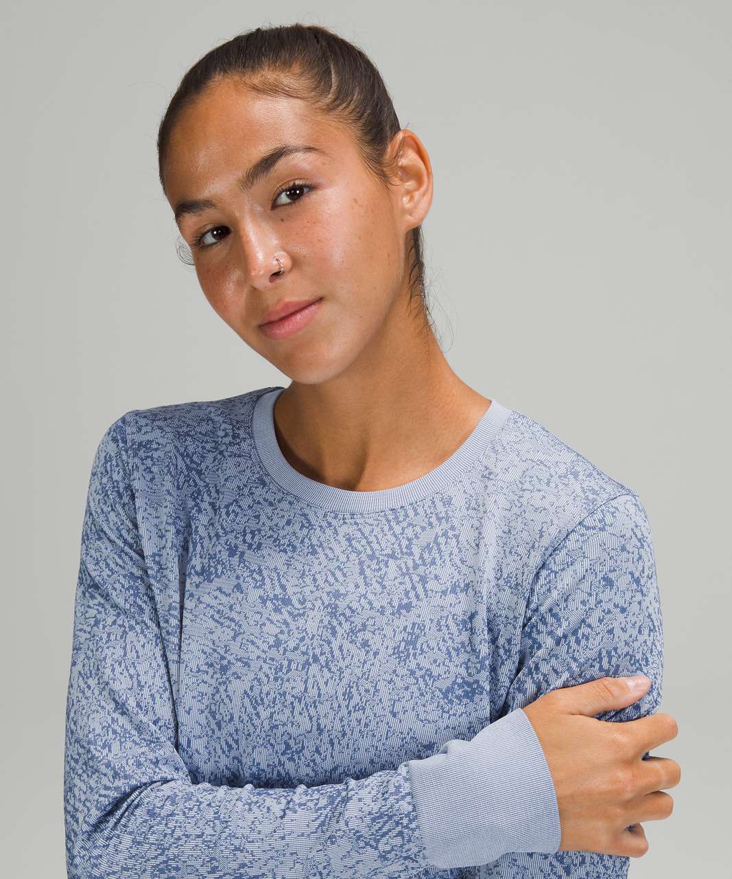 Lululemon Swiftly Breathe Long Sleeve - Blue Linen / White - lulu