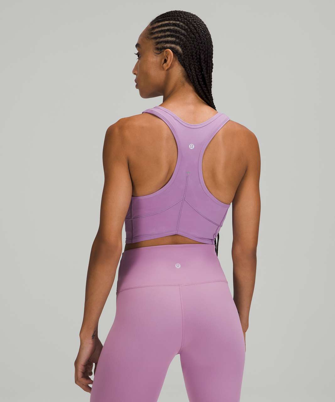 Strappy Yoga Tank Top with Built in Bra in Eggplant