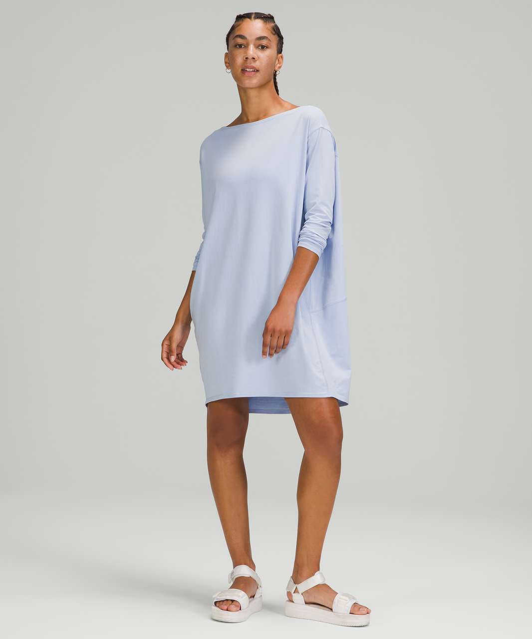 Lululemon Back in Action Long Sleeve Dress - Blue Linen - lulu