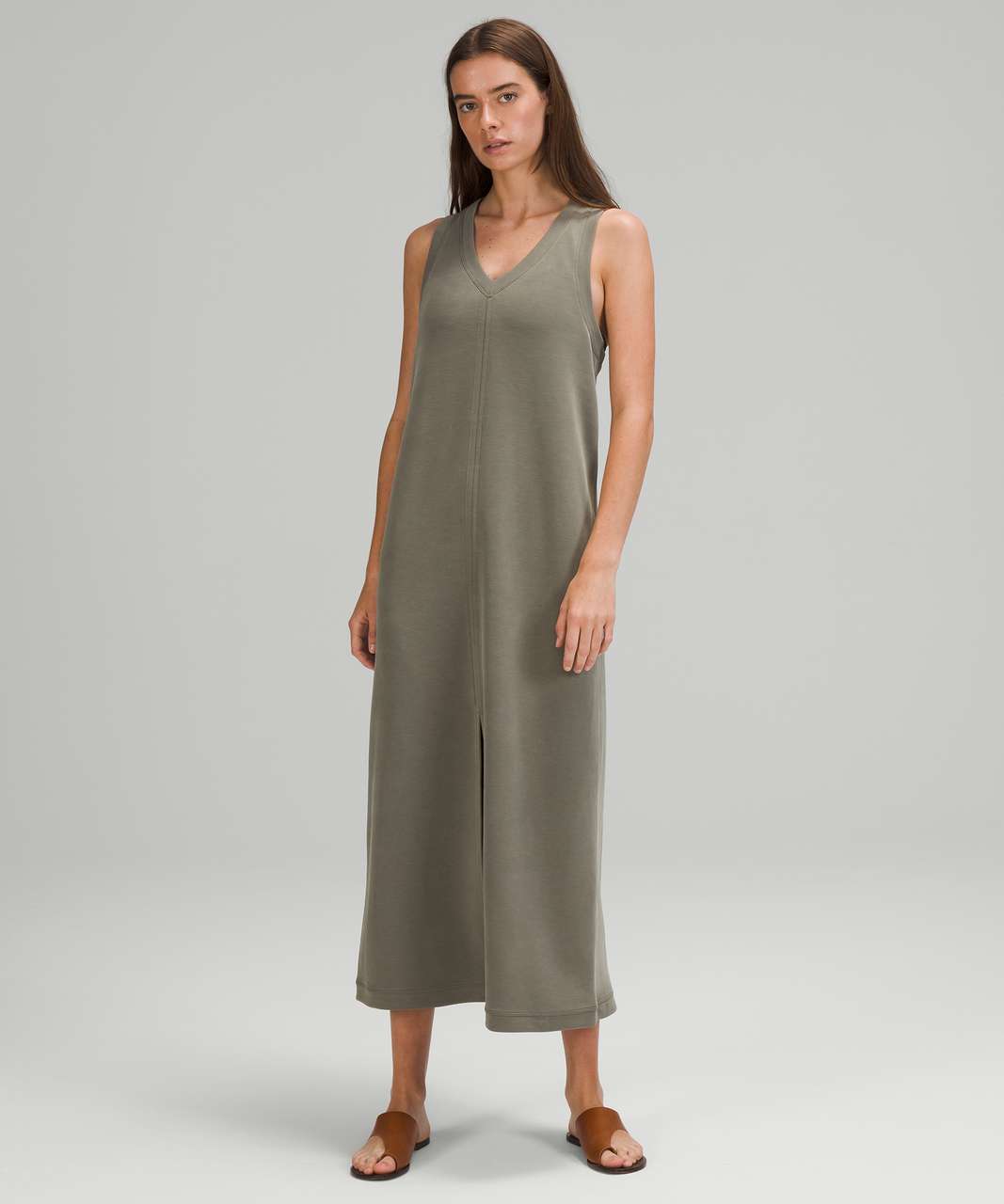 Lululemon Ease of it All V-Neck Midi Dress Softstreme - Grey Sage