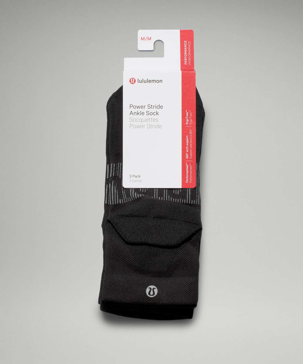 Lululemon Power Stride Ankle Sock *3 Pack - Black