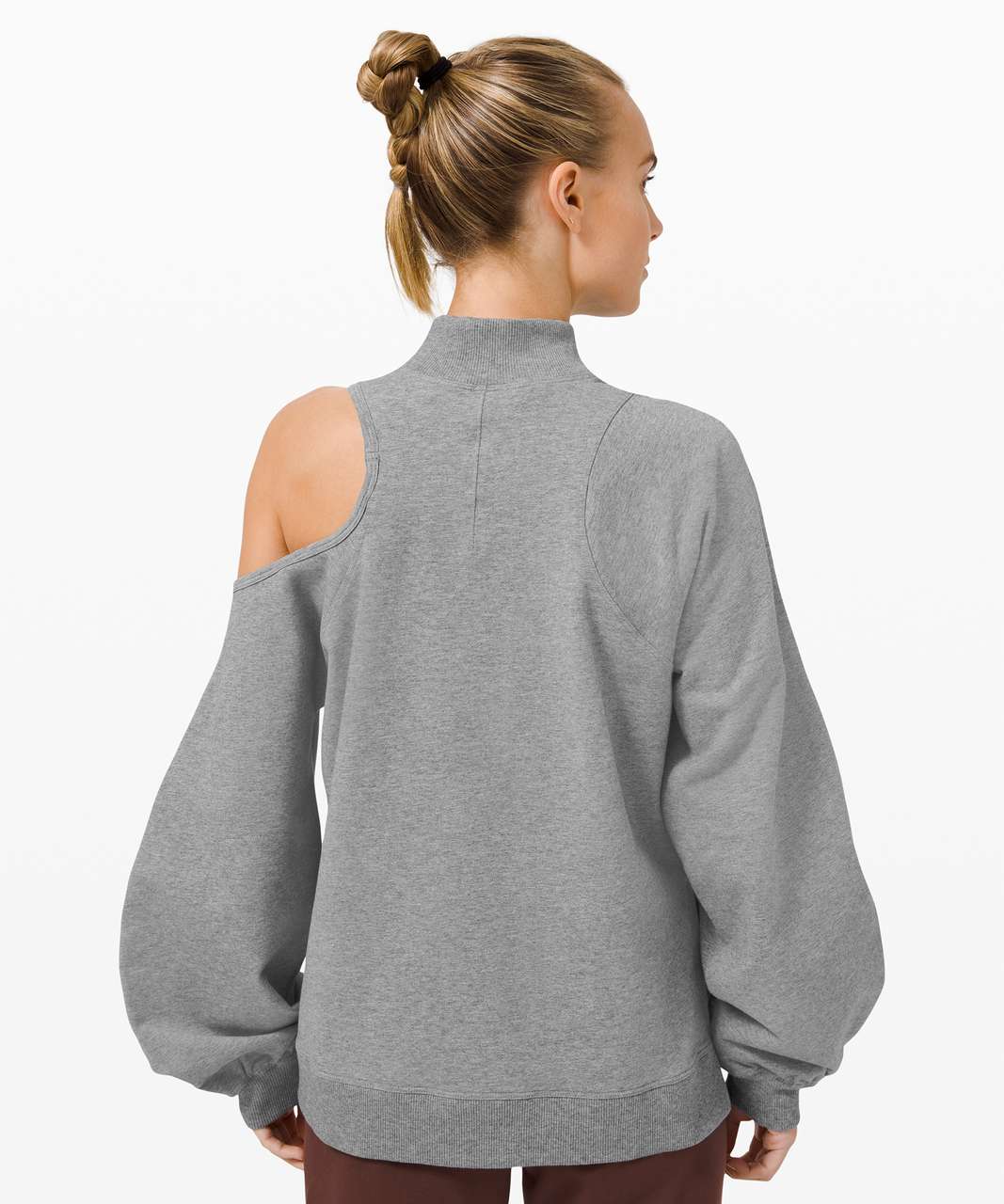 lululemon athletica, Tops, Lululemon Getaway Crew Heathered Speckled Grey  Cutout Stretch Sweatshirt 8