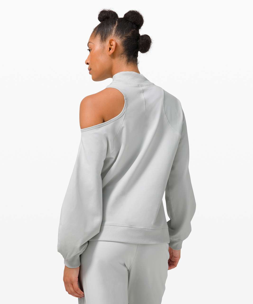 LULULEMON LA ASYMMETRICAL CUT OUT CREW 8 GRAY LONG SLEEVE PULLOVER