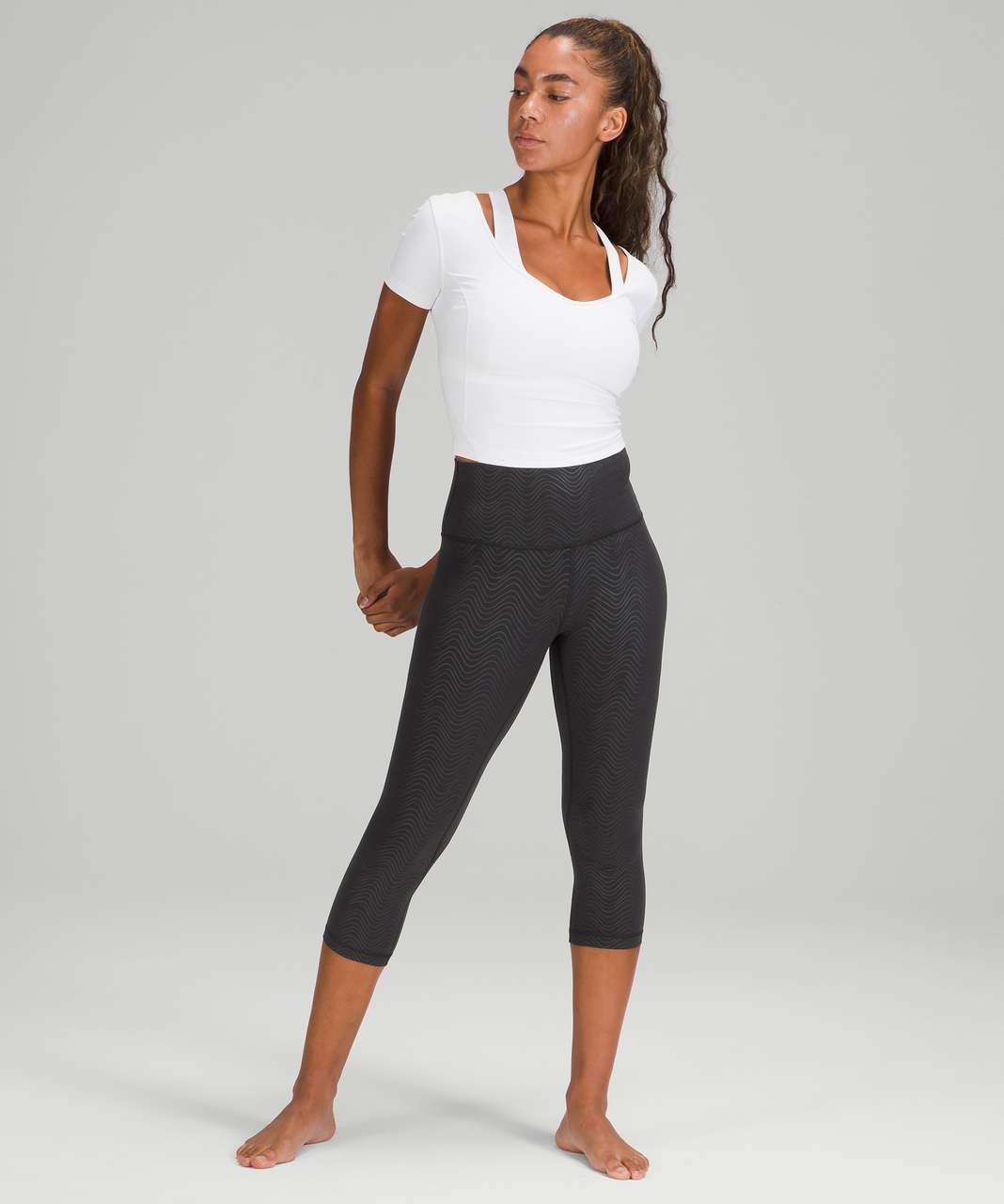 Lululemon lab High Rise Run Tight 25 - Disrupt Grid Emboss Black - lulu  fanatics