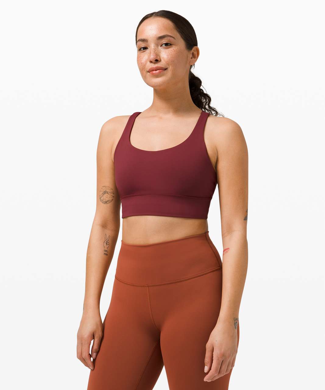 Lululemon Energy Bra Long Line *Medium Support, B–D Cup - Red Merlot