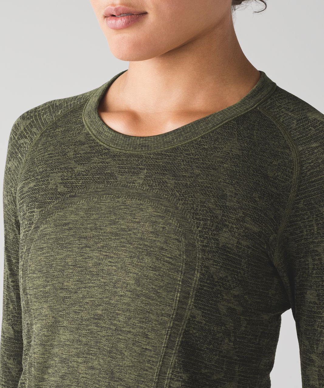 Lululemon Swiftly Tech Long Sleeve Crew - Black / Brave Olive