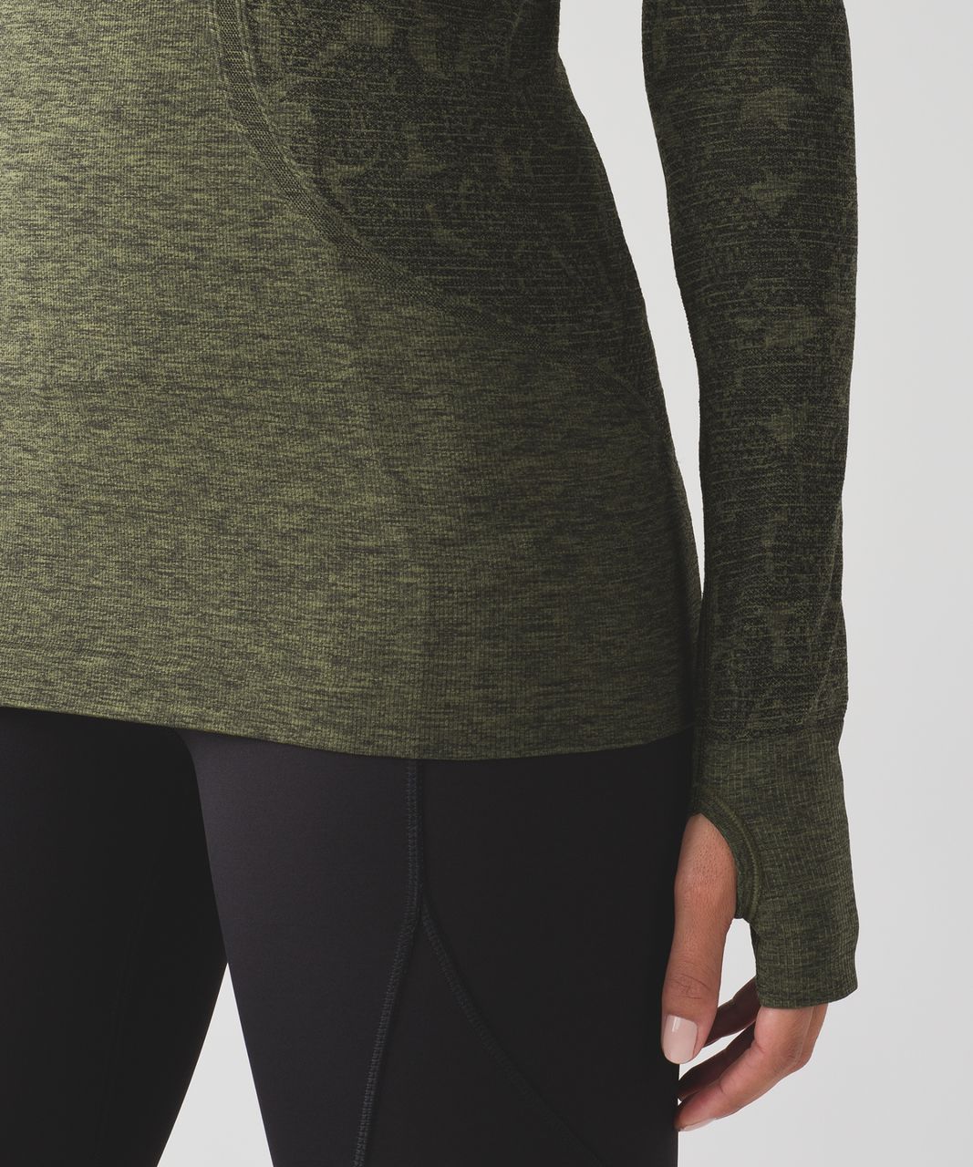 Lululemon Swiftly Tech Long Sleeve Crew - Black / Brave Olive