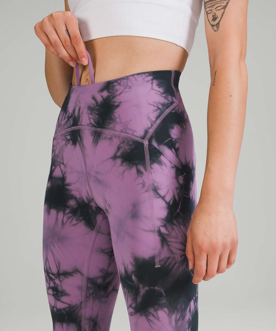 Lululemon Power Thru High-Rise Crop 23" - Over Tie Dye Wisteria Purple Graphite Grey