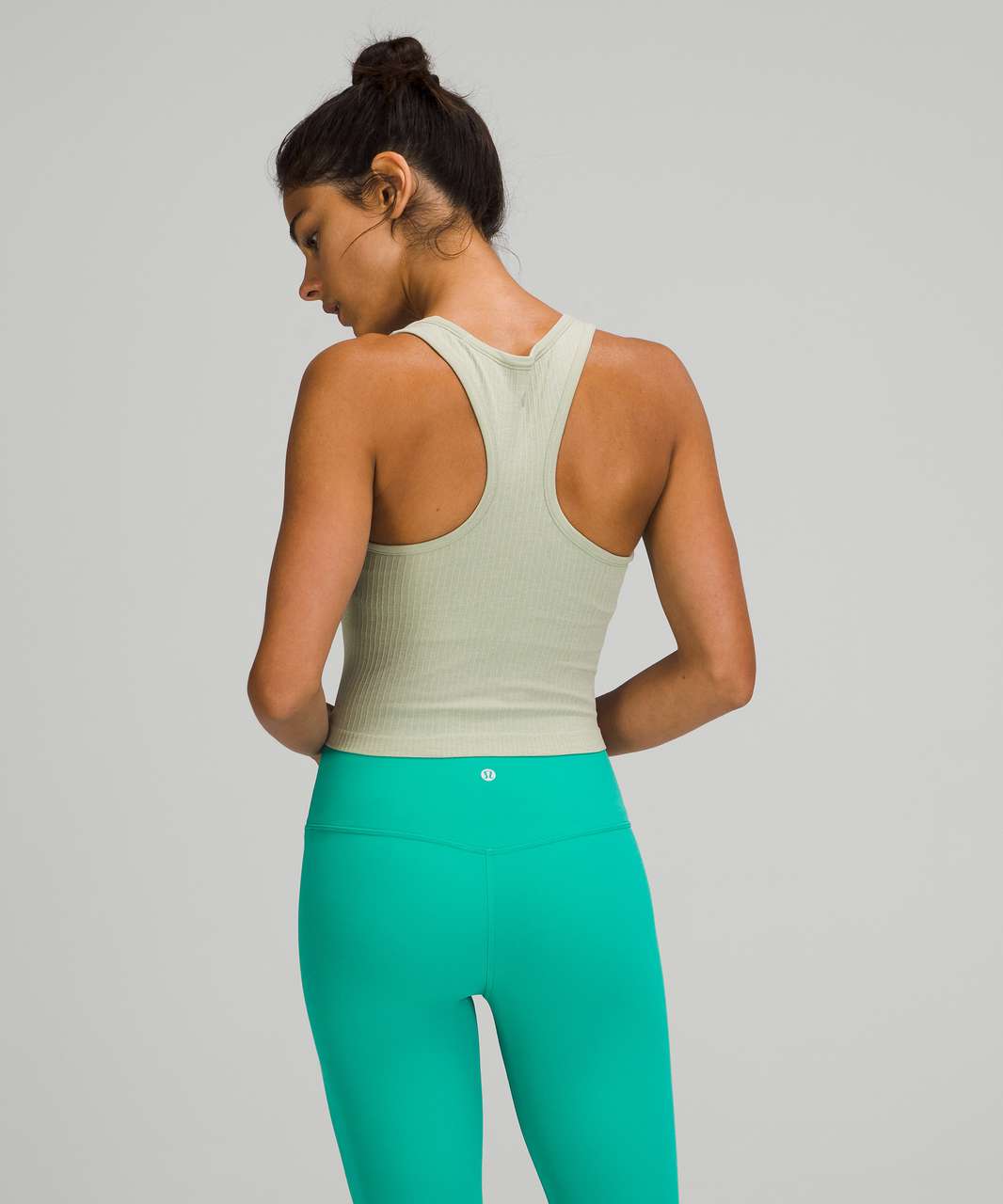 Lululemon Ebb To Street Racerback Crop Tank Top - Green Fern - lulu fanatics