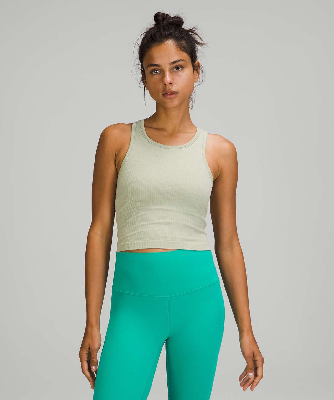 Lululemon Ebb To Street Racerback Crop Tank Top - Green Fern - lulu fanatics