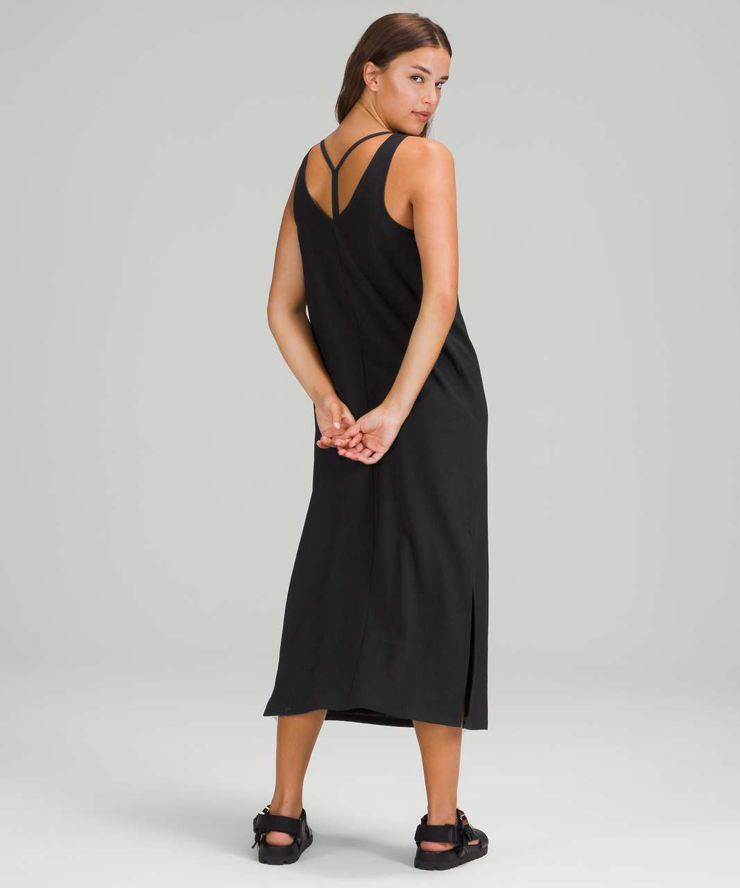 Lululemon V-Neck Midi Dress - Black - lulu fanatics