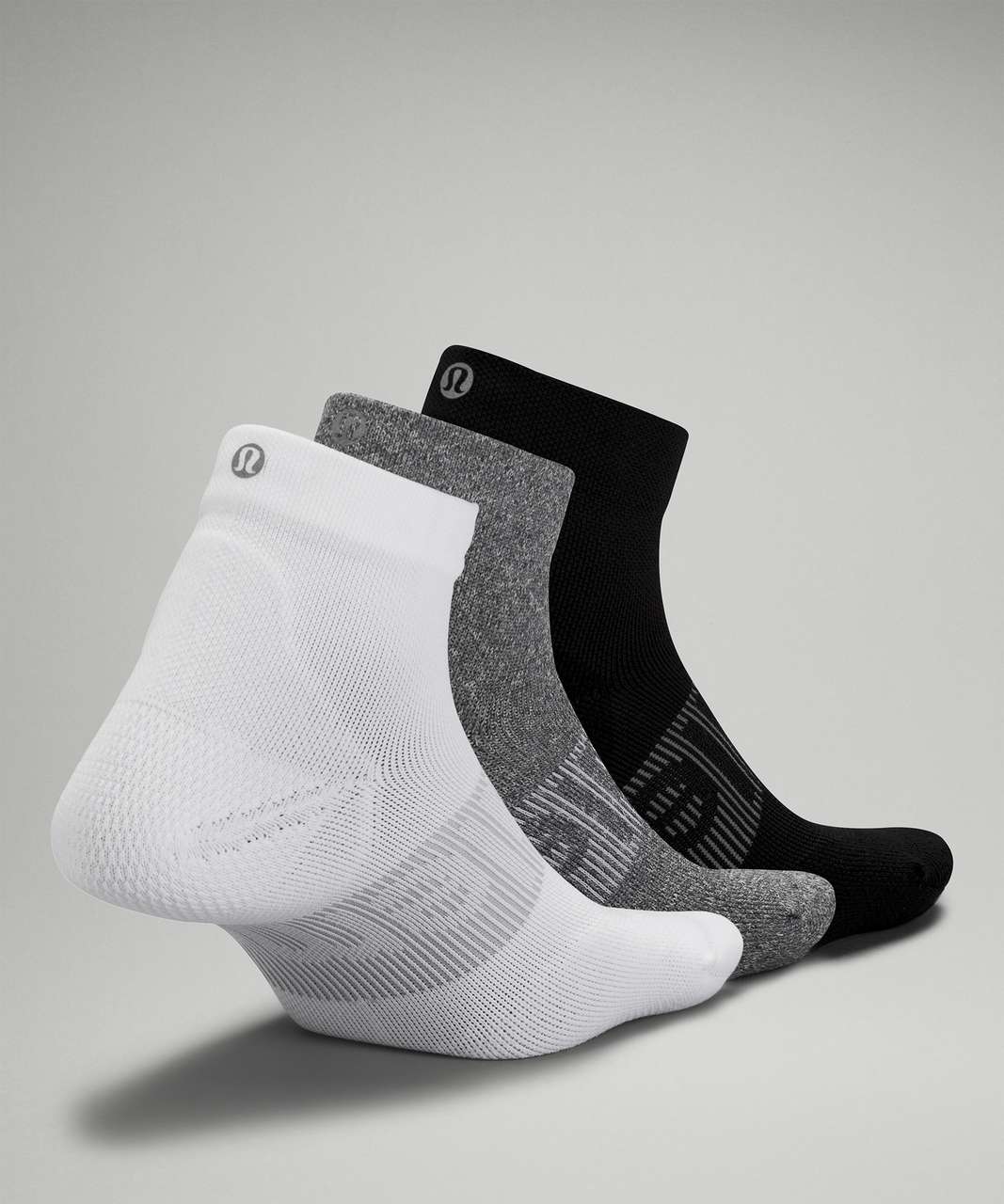 Lululemon Power Stride Ankle Sock *3 Pack - White / Heather Grey / Black