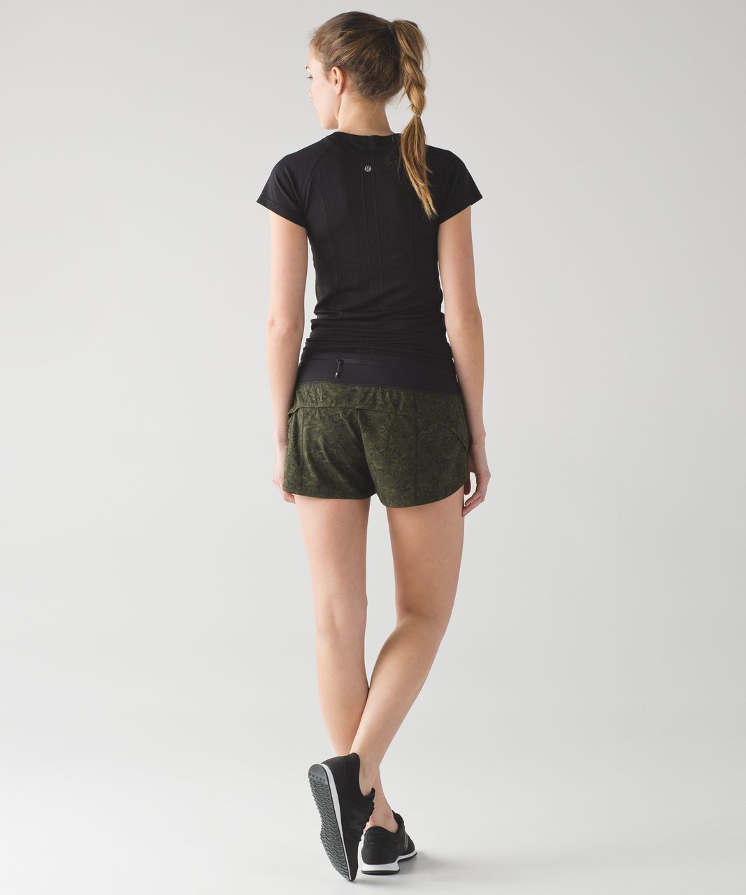 Lululemon Speed Short - Mini Pencil Lace Brave Olive Black / Black