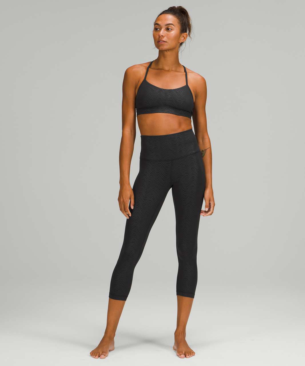 Lululemon Align High-Rise Crop 23 - Aqueous Emboss Black - lulu fanatics