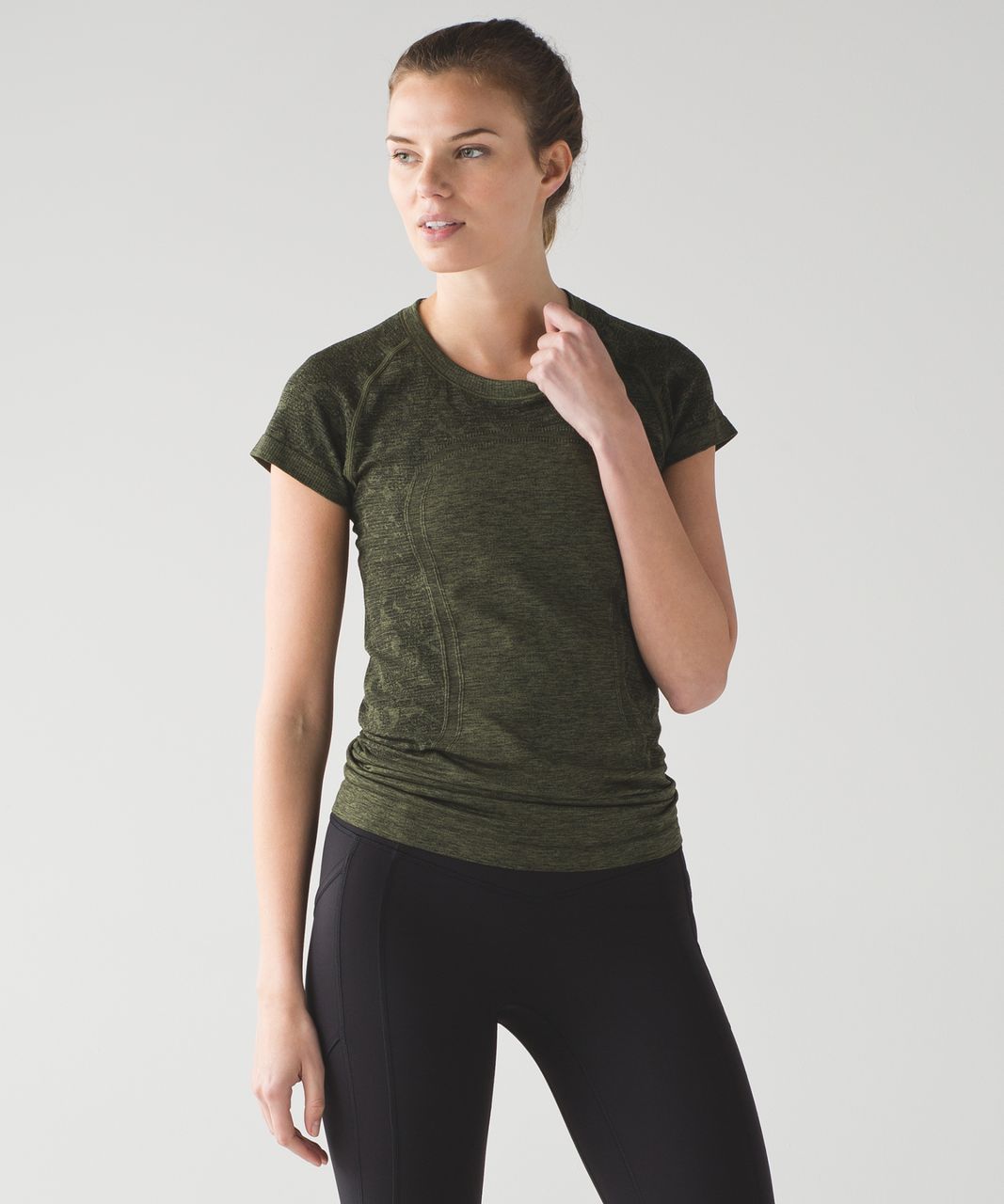 Lululemon Swiftly Tech Short Sleeve Crew - Black / Brave Olive