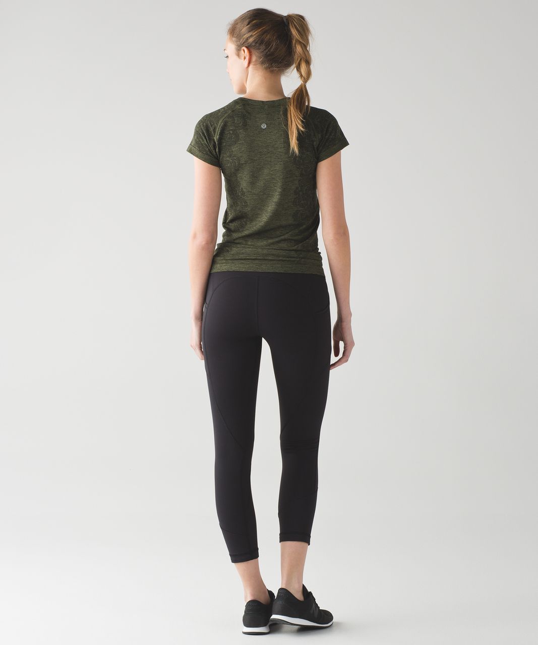 Lululemon Swiftly Tech Short Sleeve Crew - Black / Brave Olive