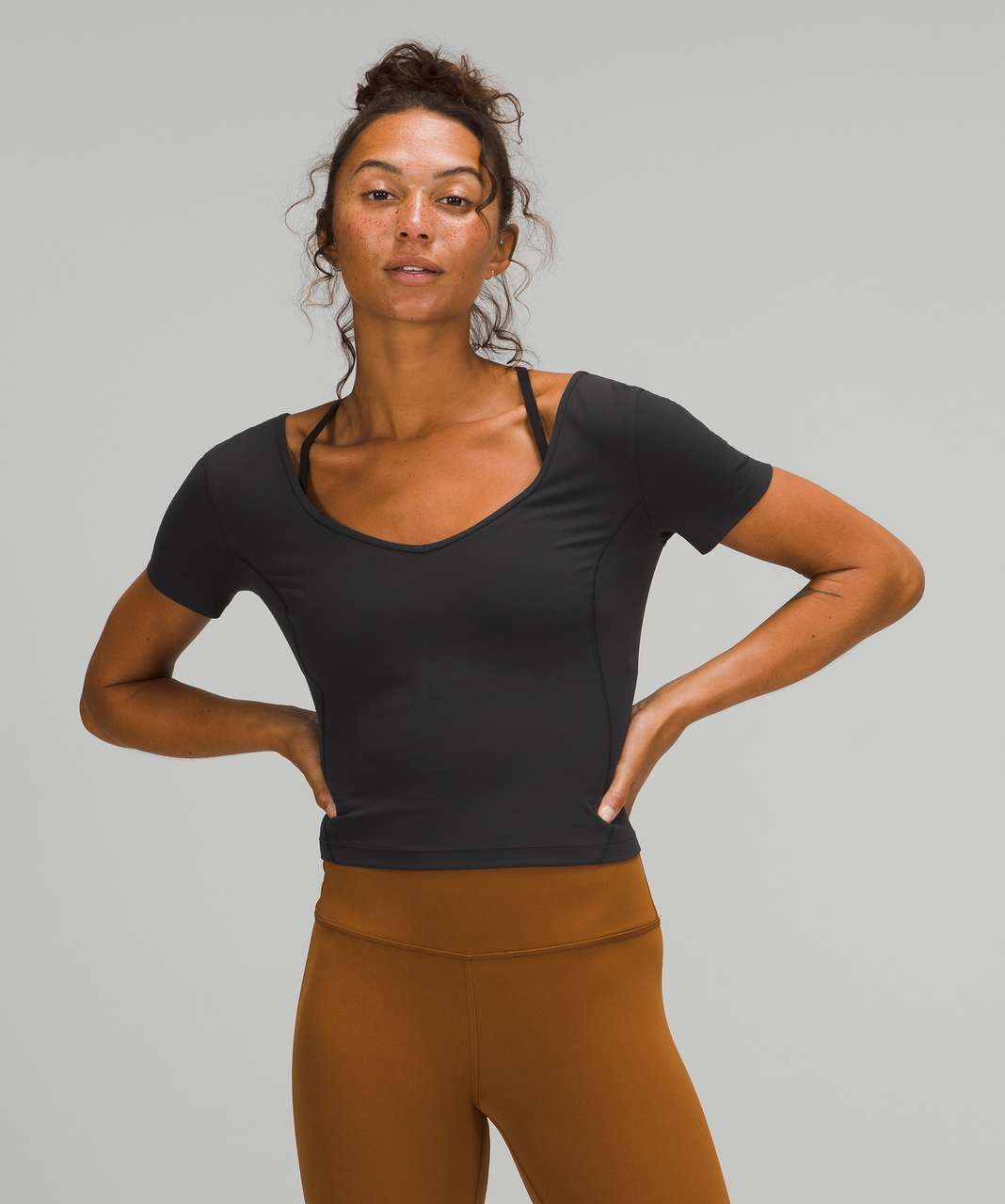 Lululemon Nulu Cropped Slim Yoga Short Sleeve - Black - lulu fanatics