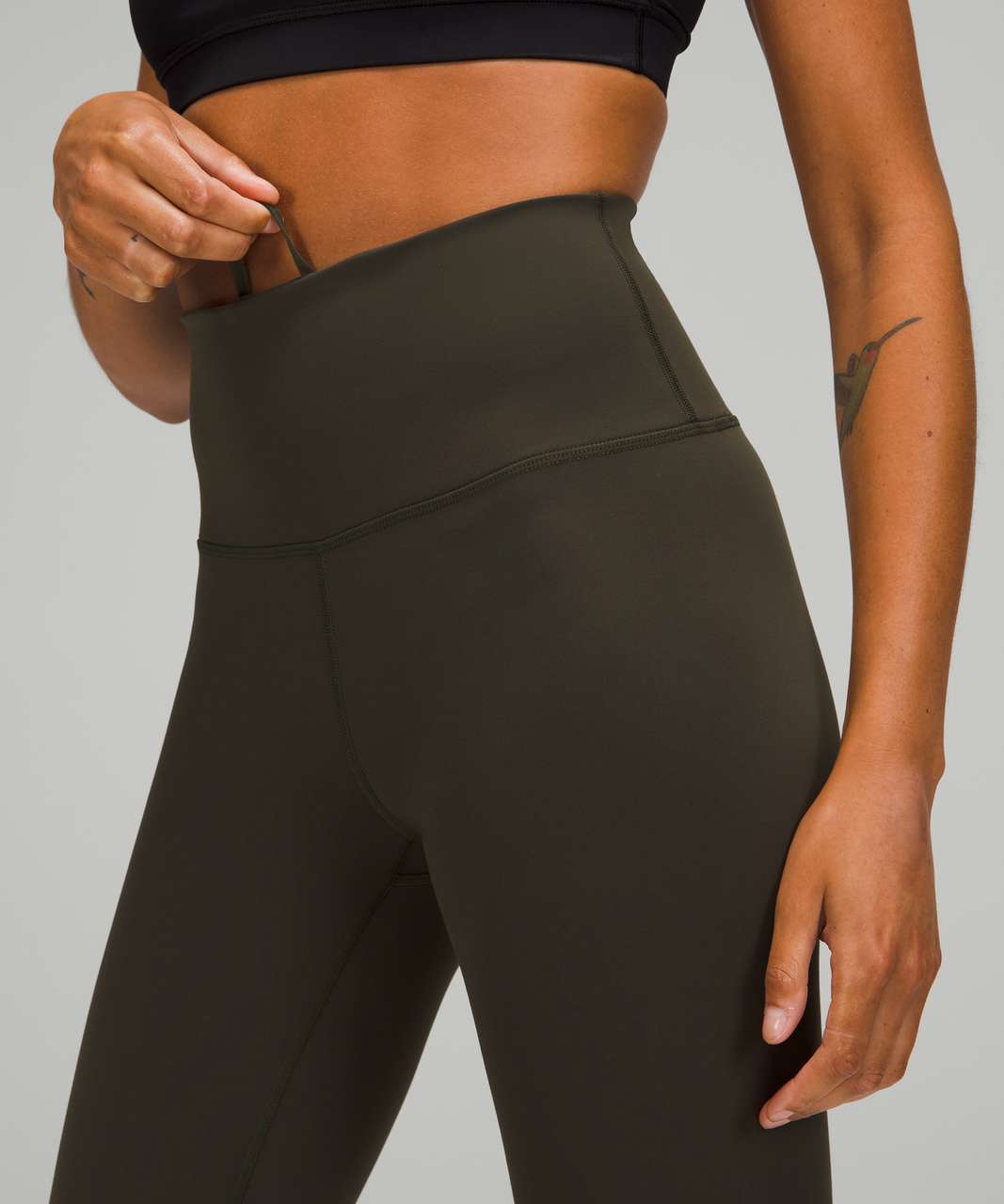 Lululemon Wunder Train High-Rise Crop 23 - Dark Olive - lulu fanatics