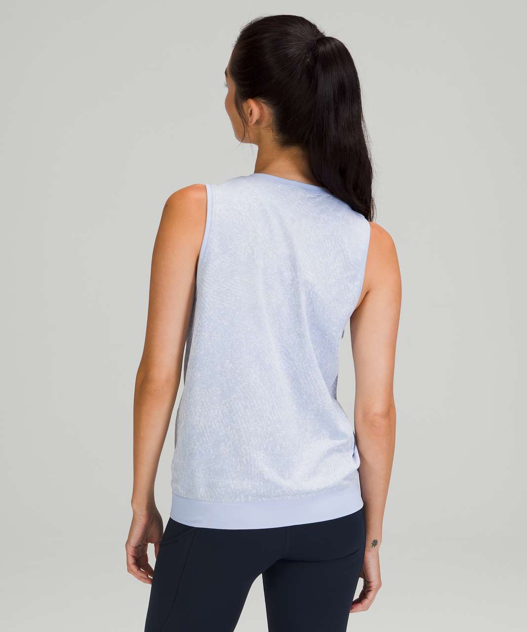 Lululemon Swiftly Breathe Muscle Tank Top - Floral Fauna Blue Linen / White