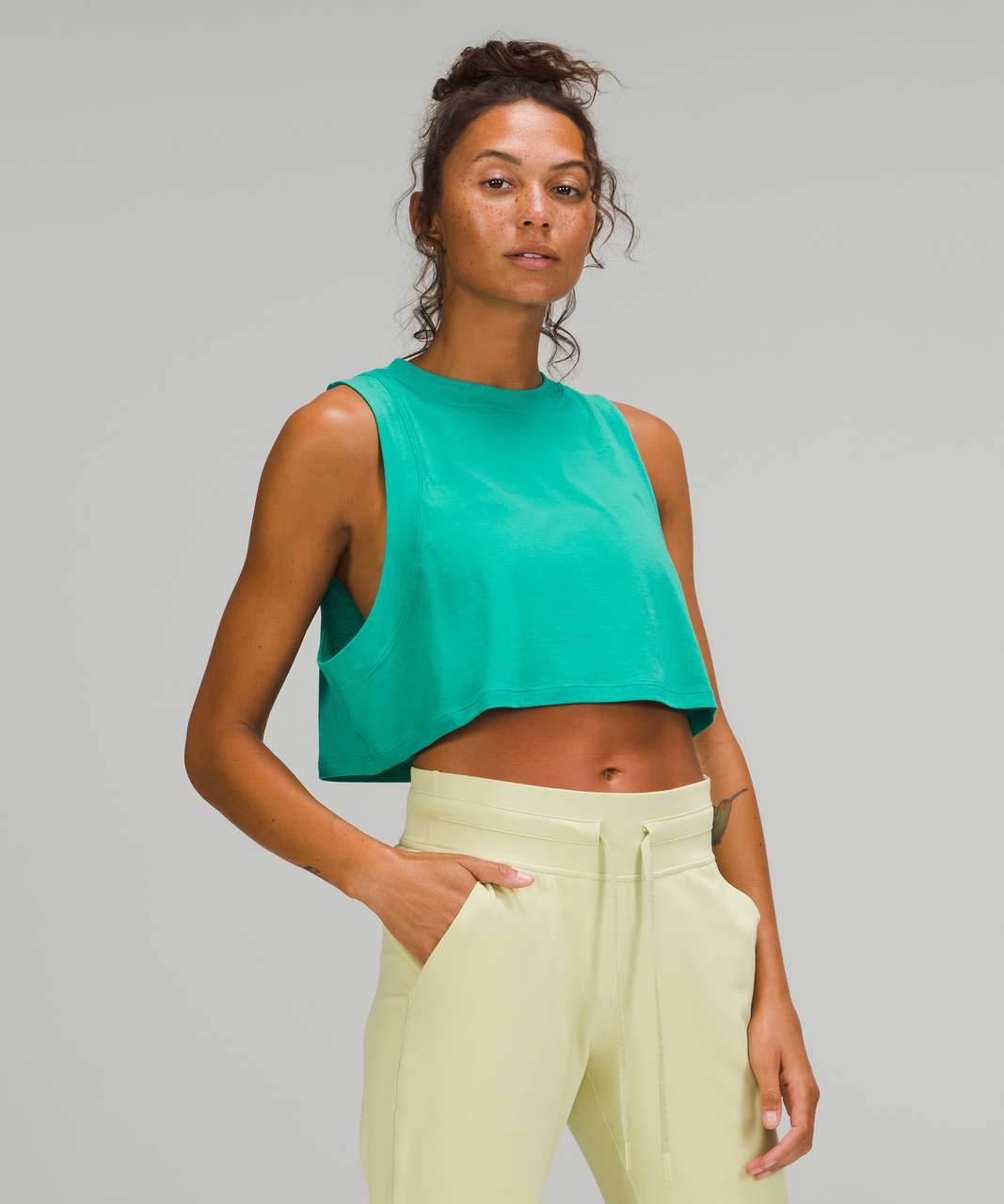 Lululemon All Yours Crop Tank - Crispin Green - lulu fanatics