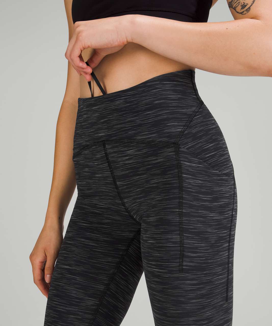 Lululemon Power Thru High-Rise Crop 23 - Heathered Black - lulu fanatics