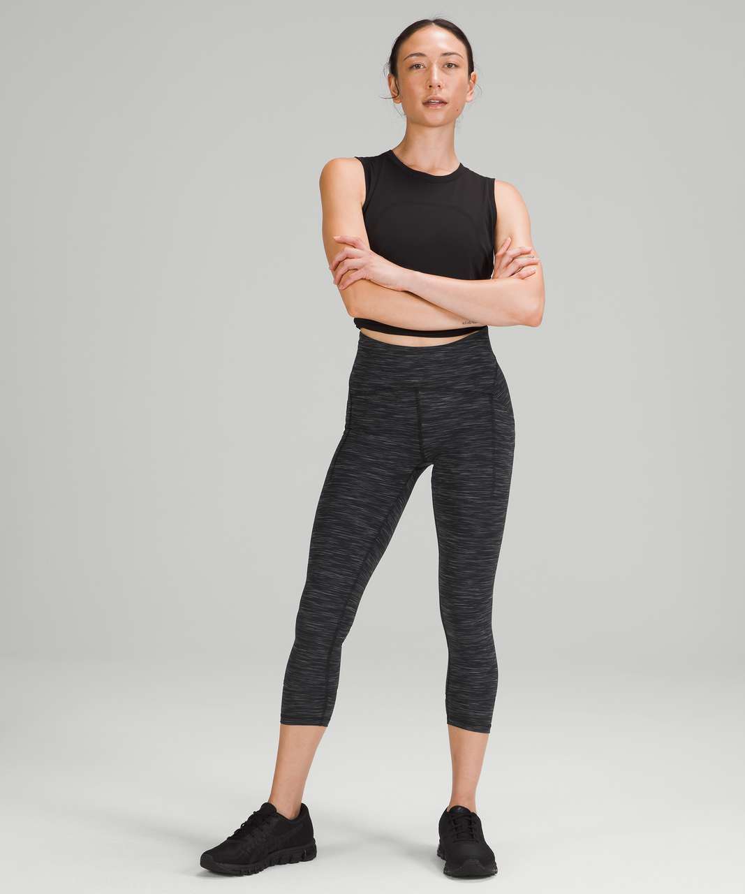 Lululemon Power Thru High Rise Crop 23 - Black - lulu fanatics