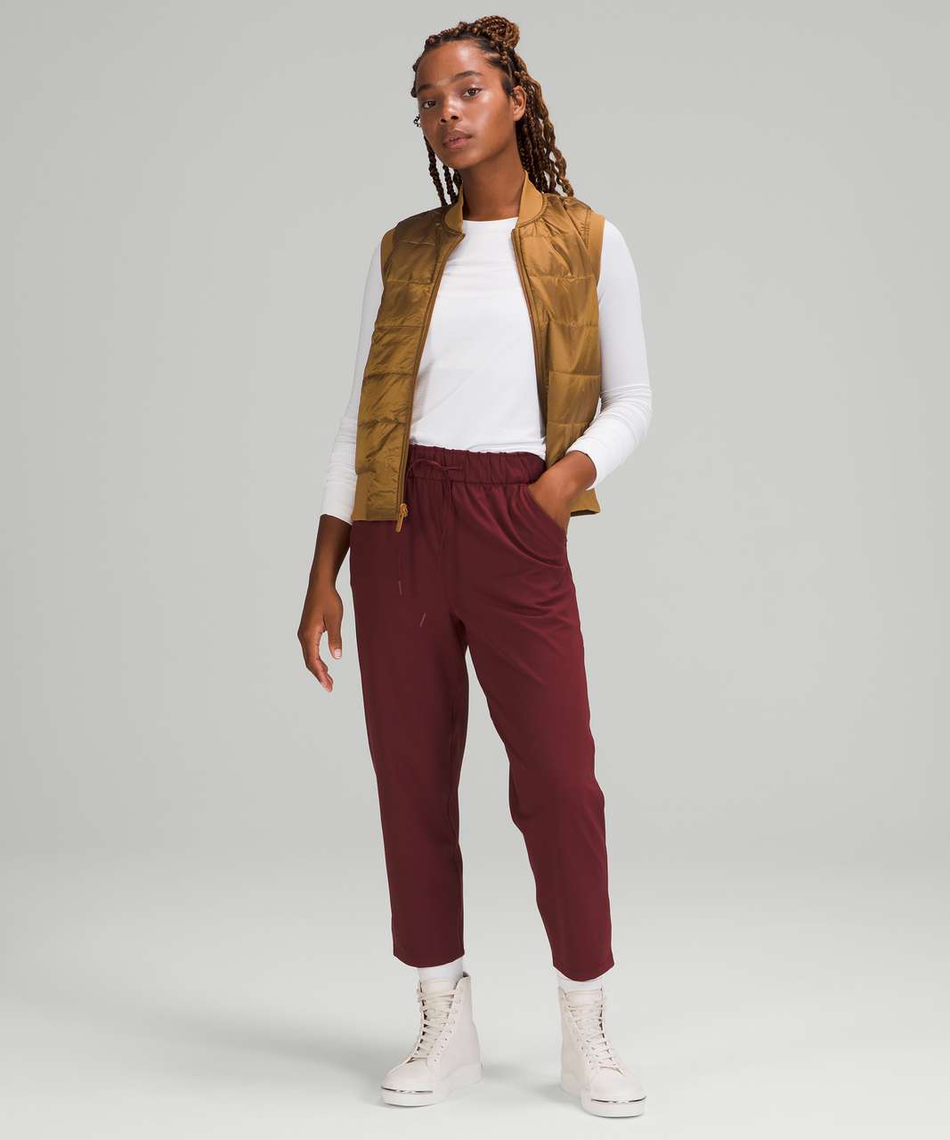 Lululemon Wunder Train HR Crop 23 Fade Sun Bleached Wash Red Merlot Size 6, 655466307004 - Lululemon clothing Wunder Train Crop - Red Merlot