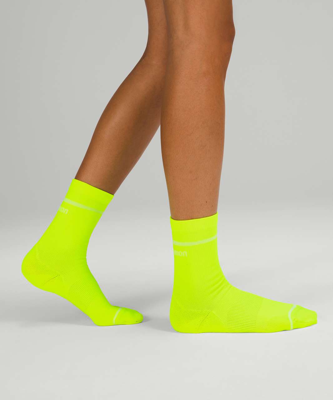 Lululemon Power Stride Crew Sock Stripe *2 Pack - Highlight Yellow / White