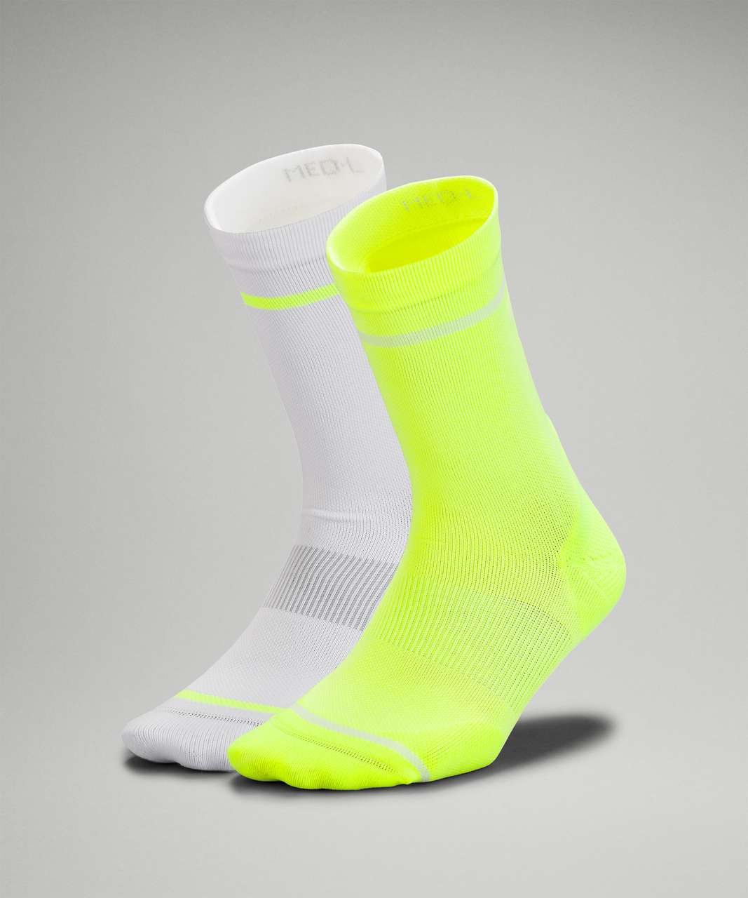 Lululemon Power Stride Crew Sock Stripe *2 Pack - Highlight Yellow / White