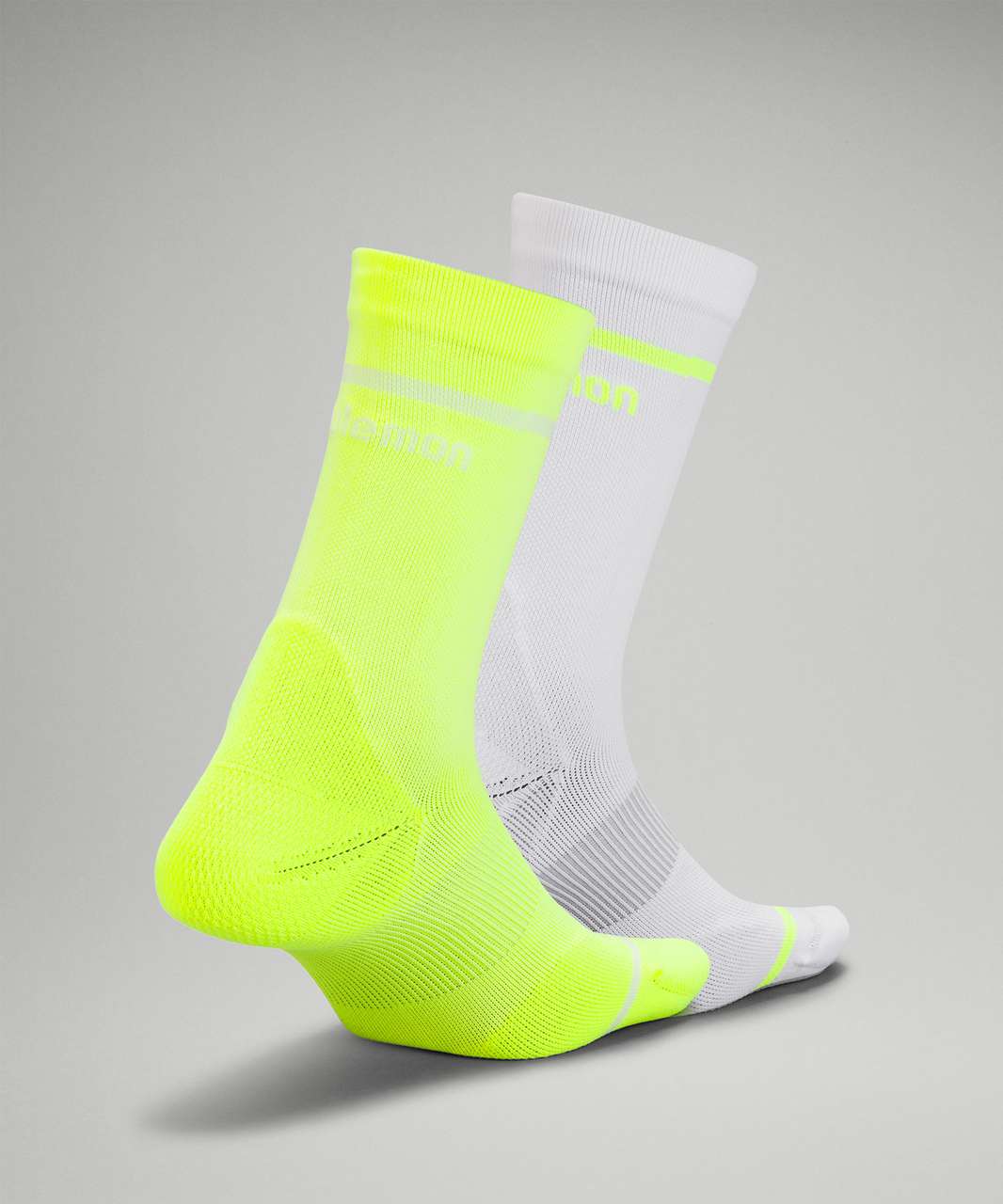 Lululemon Power Stride Crew Sock Stripe *2 Pack - Highlight Yellow / White