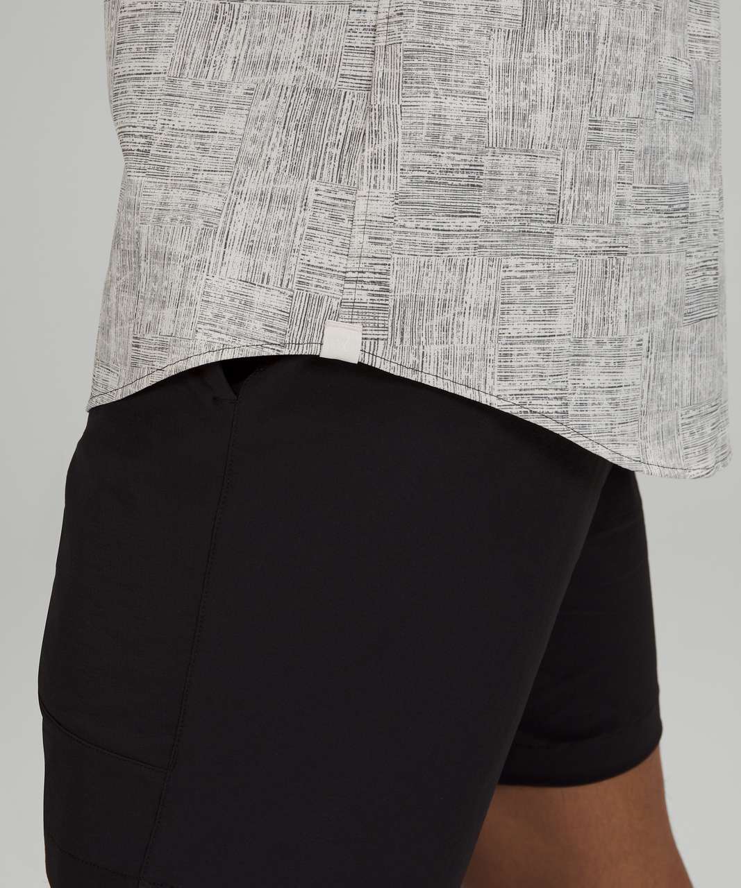 Lululemon Airing Easy Short Sleeve Shirt *Ventlight™ Mesh - Offset Stripe White Opal Graphite Grey