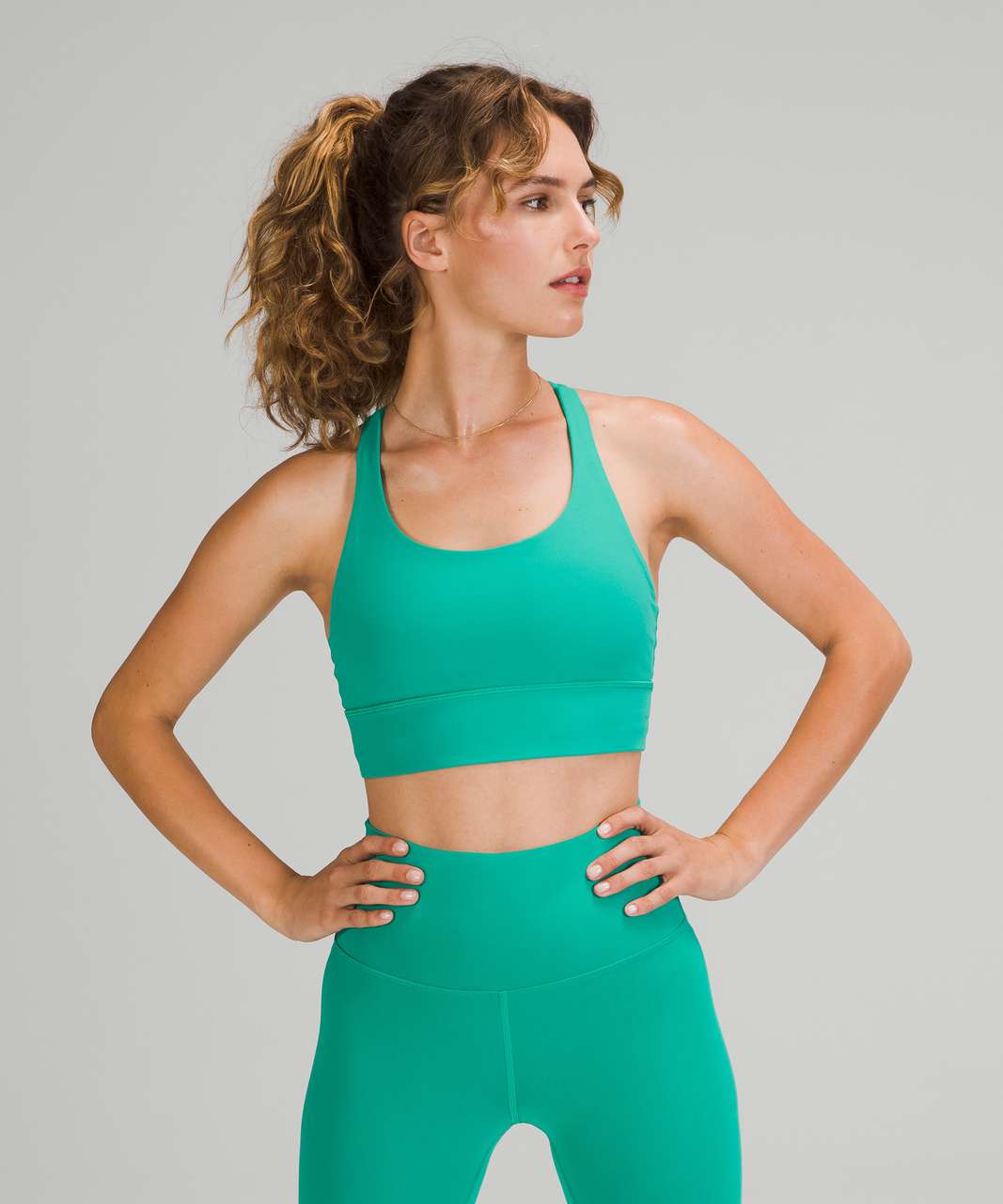 Lululemon Energy Ribbed High Neck Longline Bra in Green Fern size6, Women's  Fashion, Activewear on Carousell