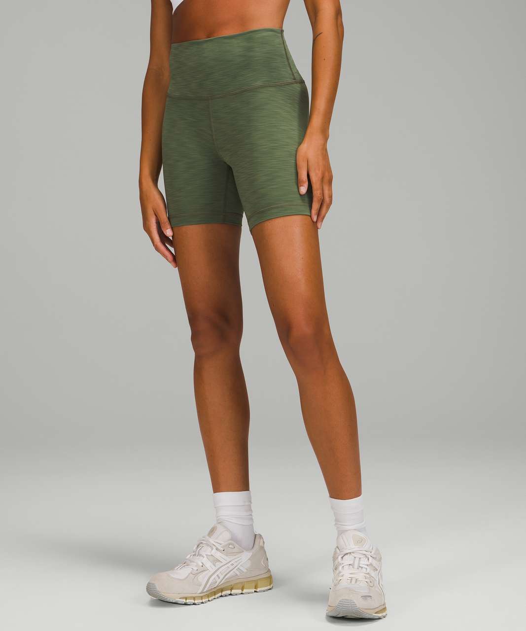 Lululemon Wunder Train High-Rise Short 6" - Heathered Green Twill