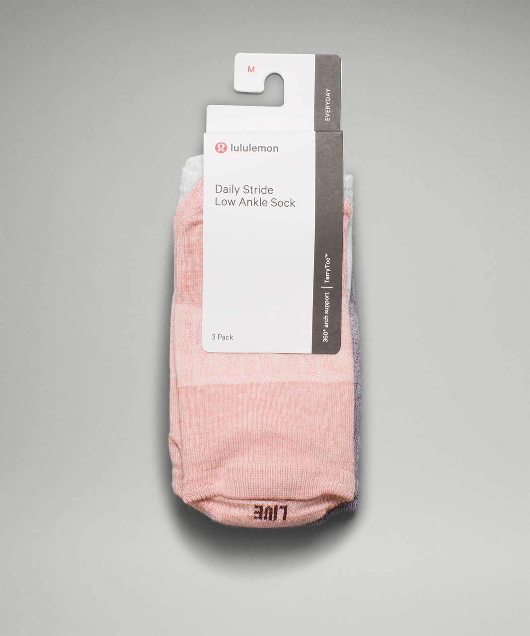 Lululemon Daily Stride Low Ankle Sock *3 Pack - Pink Puff / White / Dusky Lavender