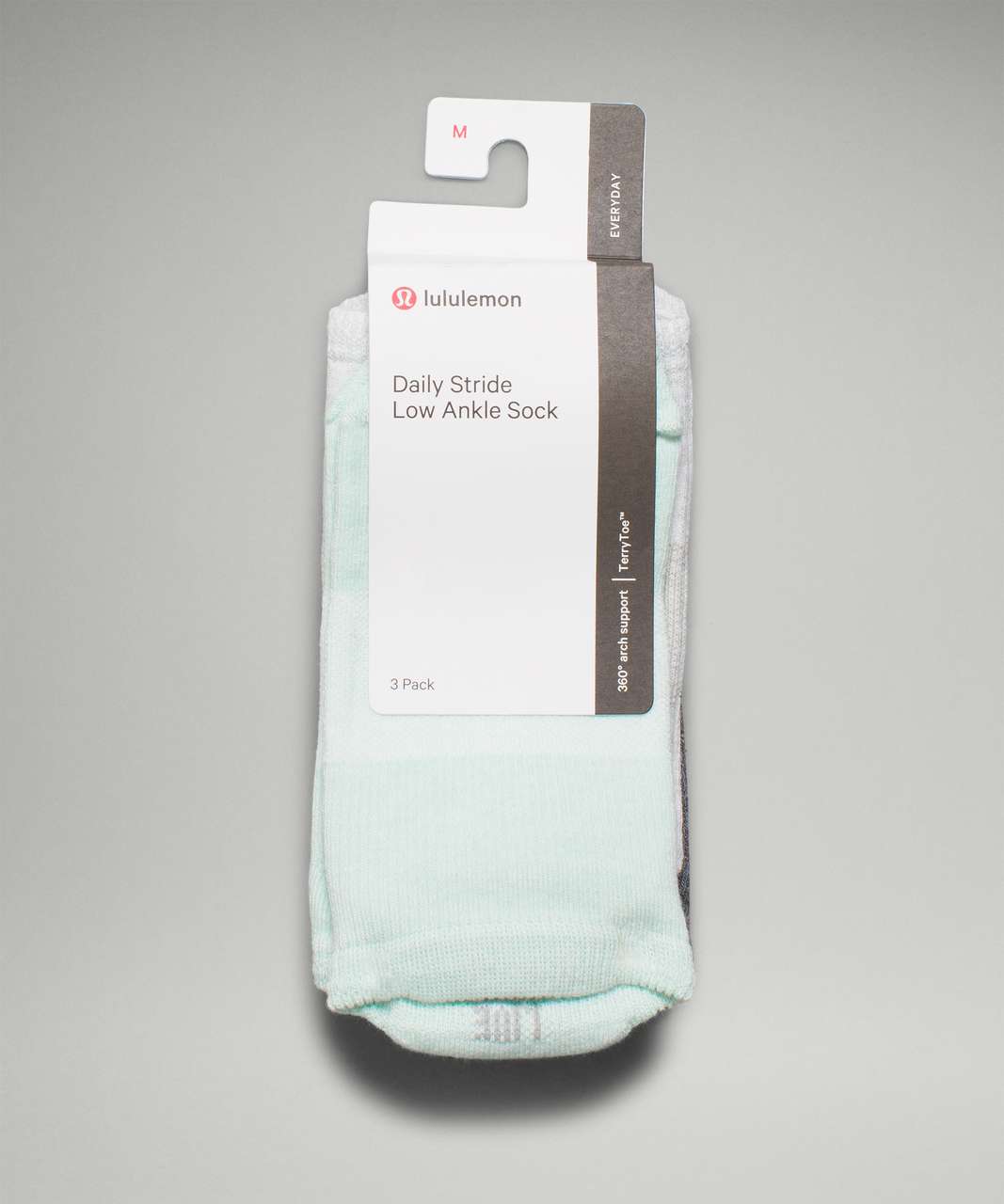 Lululemon Daily Stride Low Ankle Sock *3 Pack - Delicate Mint / White / Heather Grey