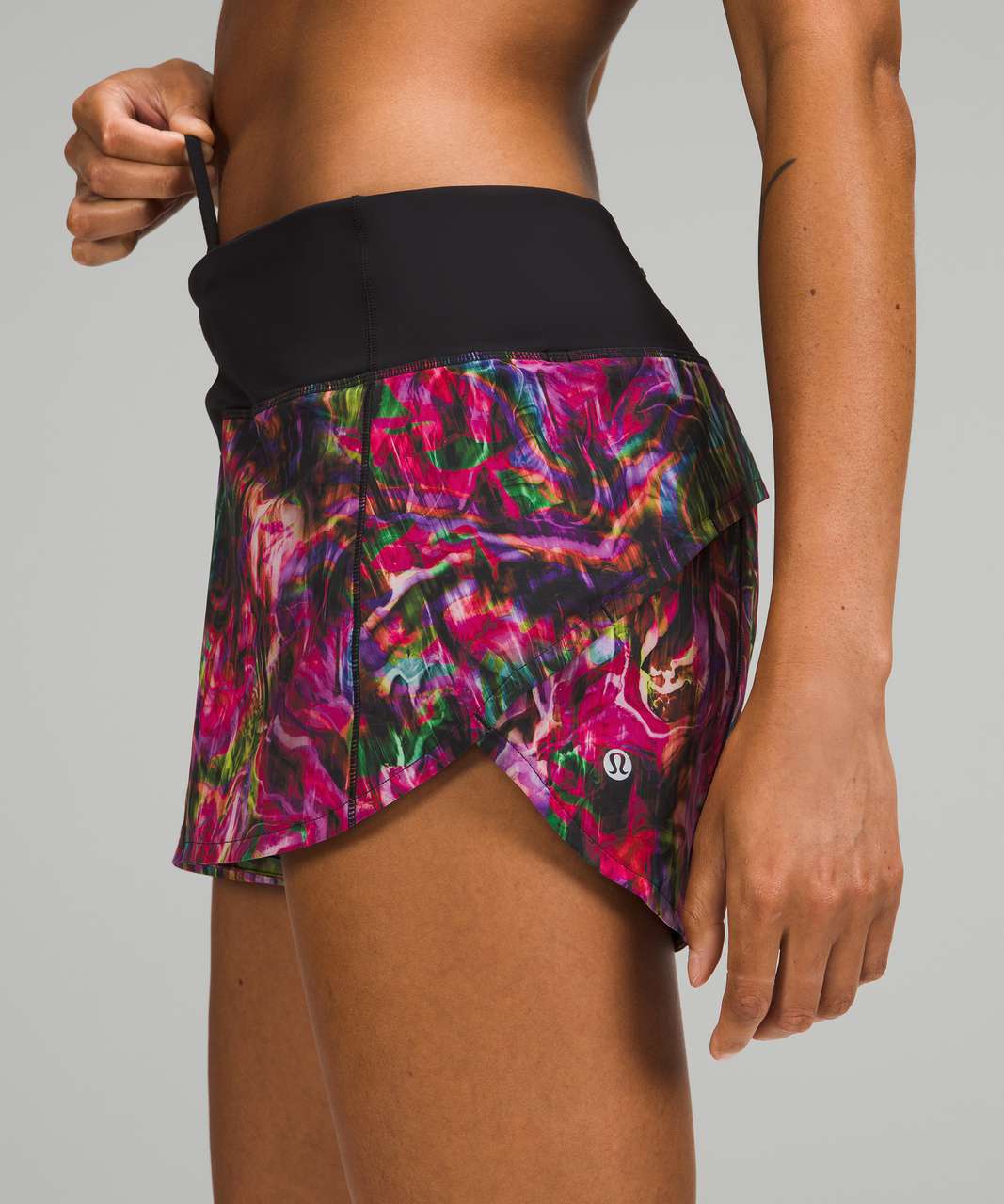 Lululemon Speed Up Mid-Rise Short 4" - Hyper Flow Pink Multi / Black