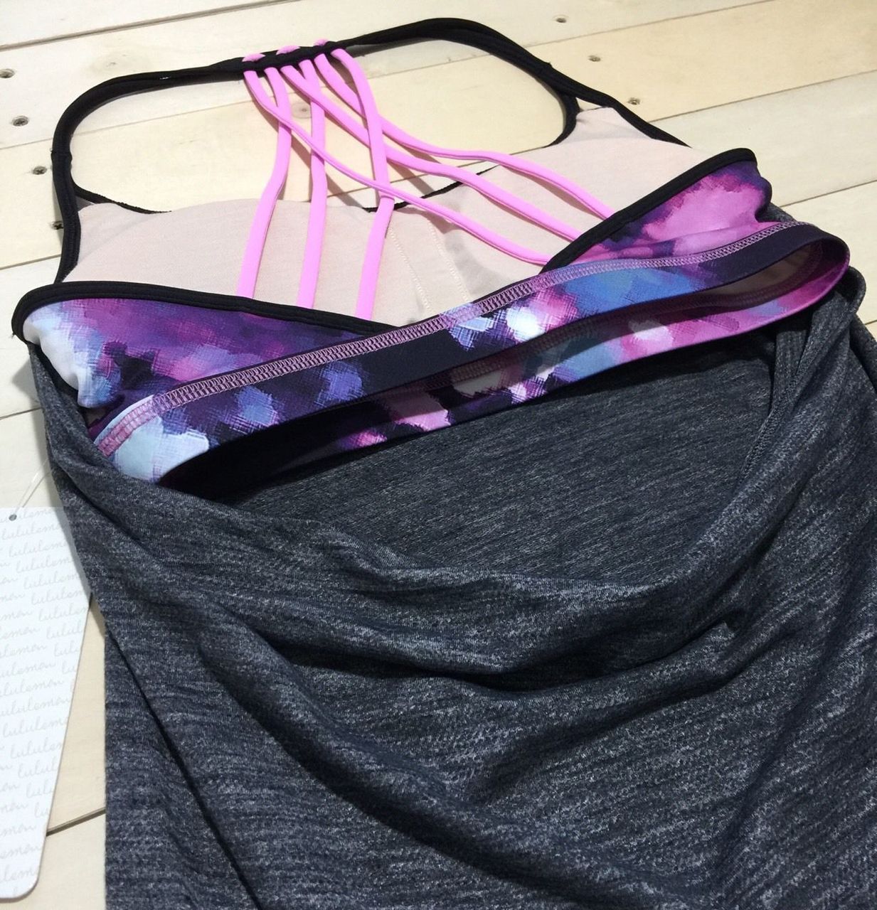 Lululemon Lighten Up Tank - Tiger Space Dye Dark Slate / Blooming Pixie Multi / Black