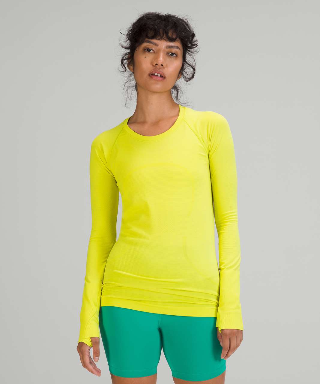 Fractal Long-sleeve Crop Top (Yellow)