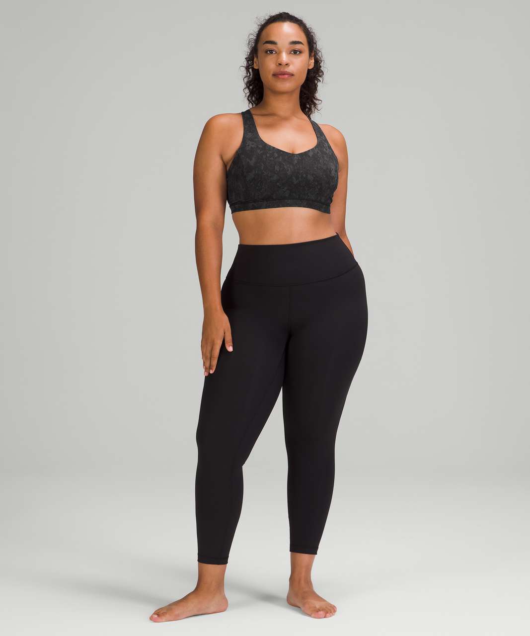 Lululemon Free To Be Serene Sports Bra Top Deep Coal Black Camo