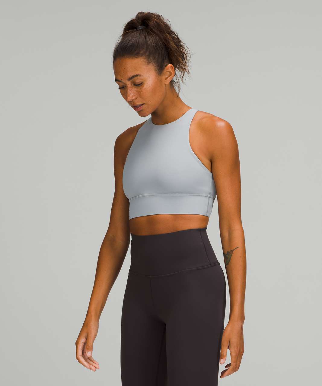 Women's Seamless Medium Support High-neck Longline Sports Bra - All In  Motion™ Heathered Gray Xs : Target